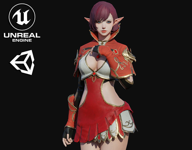 Elf Girl Low-poly 3D model