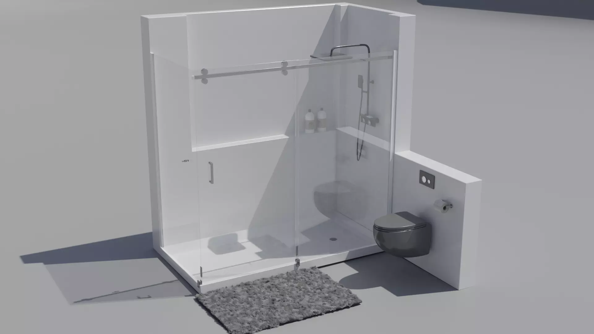 Modern Shower Set 3D model_0