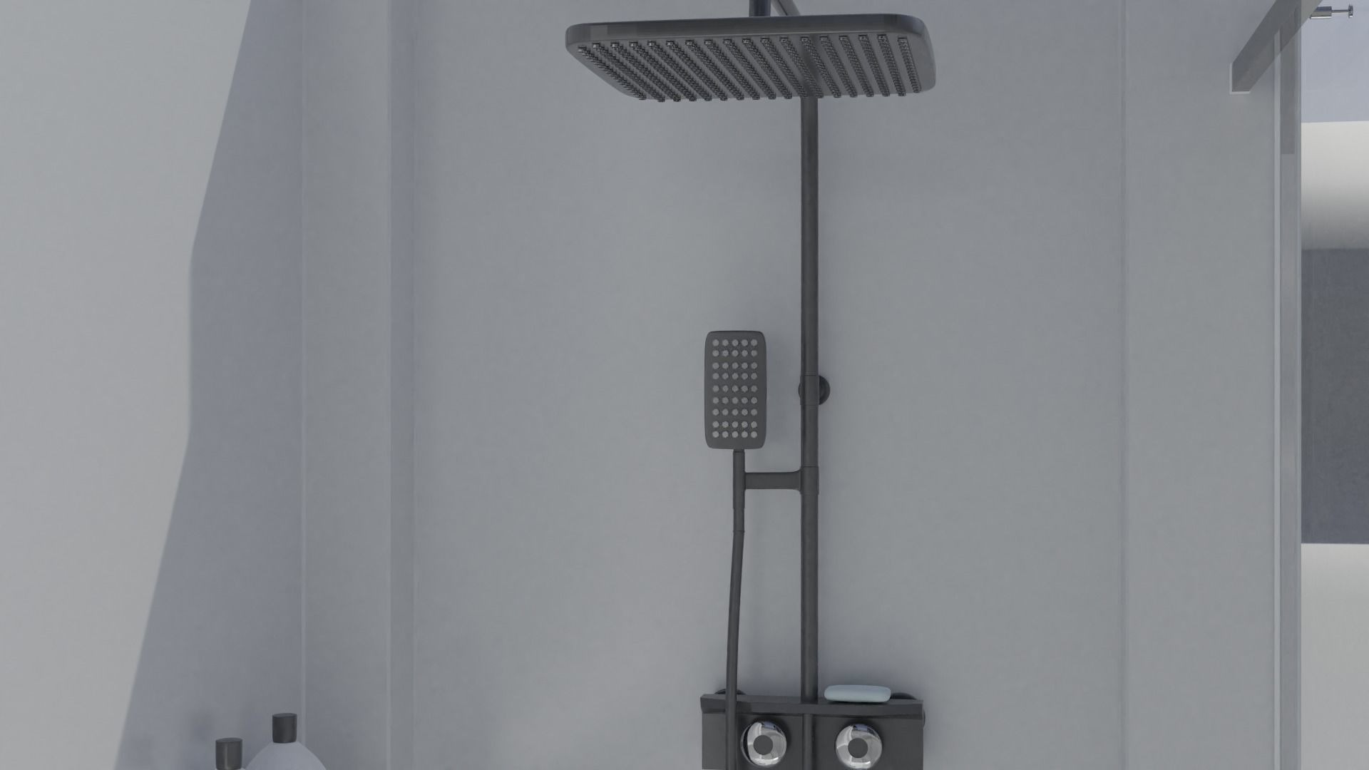 Modern Shower Set 3D model_1