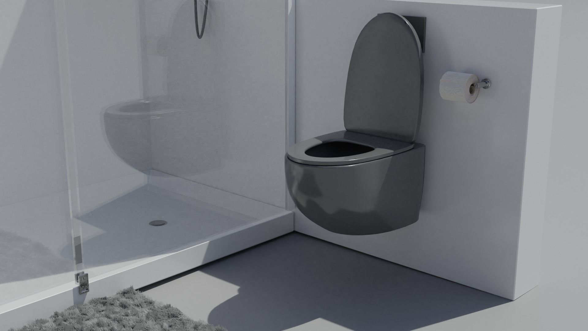 Modern Shower Set 3D model_4