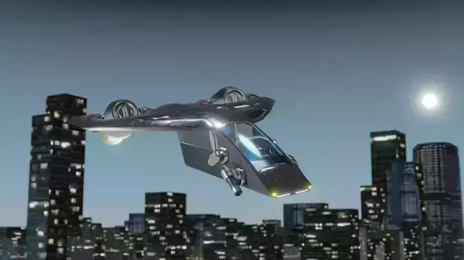 Futuristic jet Low-poly 3D model