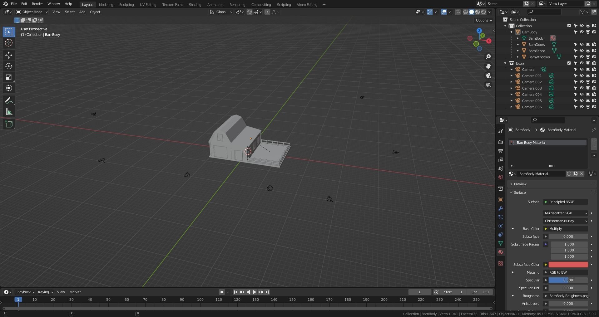 Barn with Pen Low-poly 3D model_16