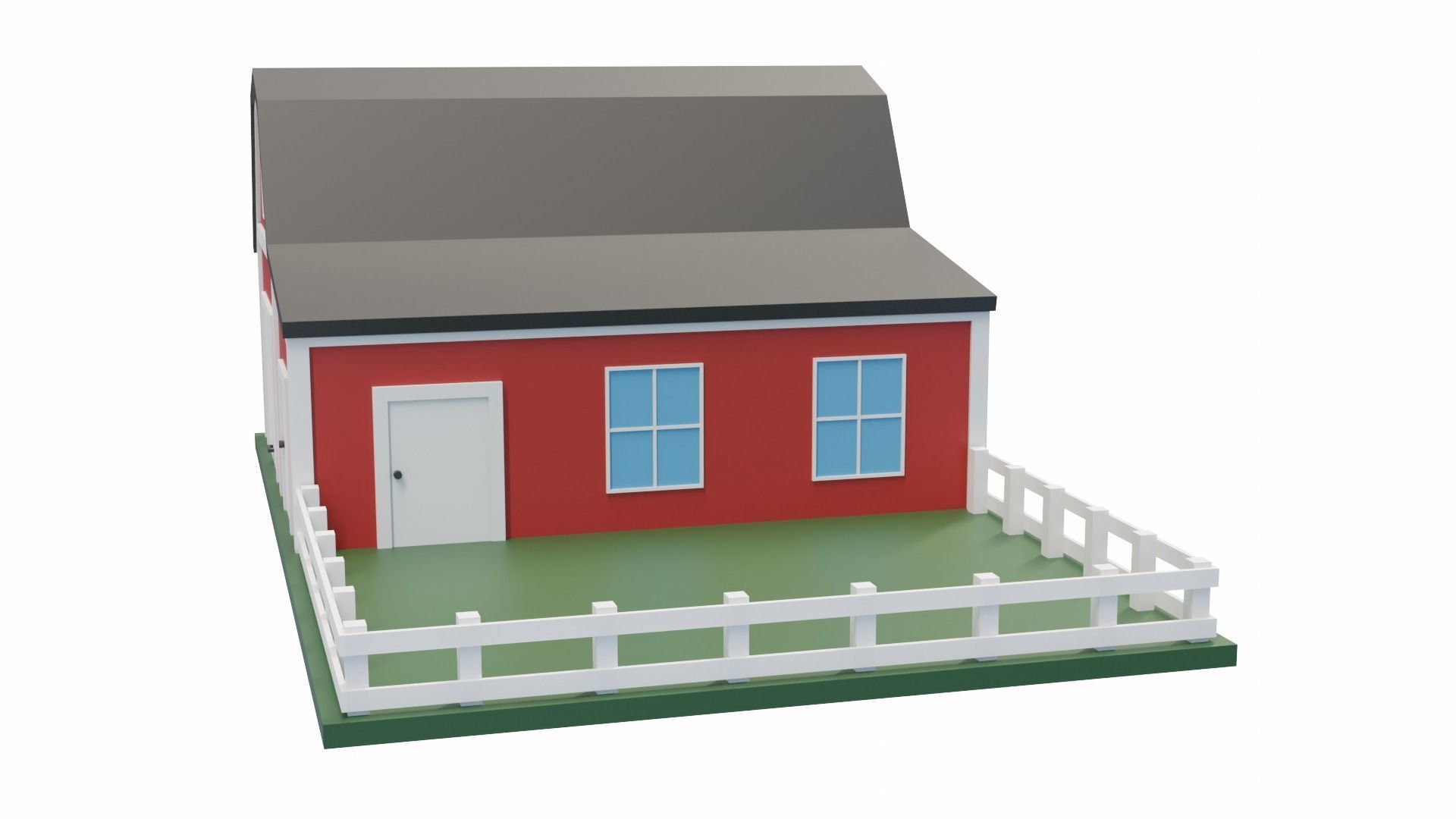 Barn with Pen Low-poly 3D model_7