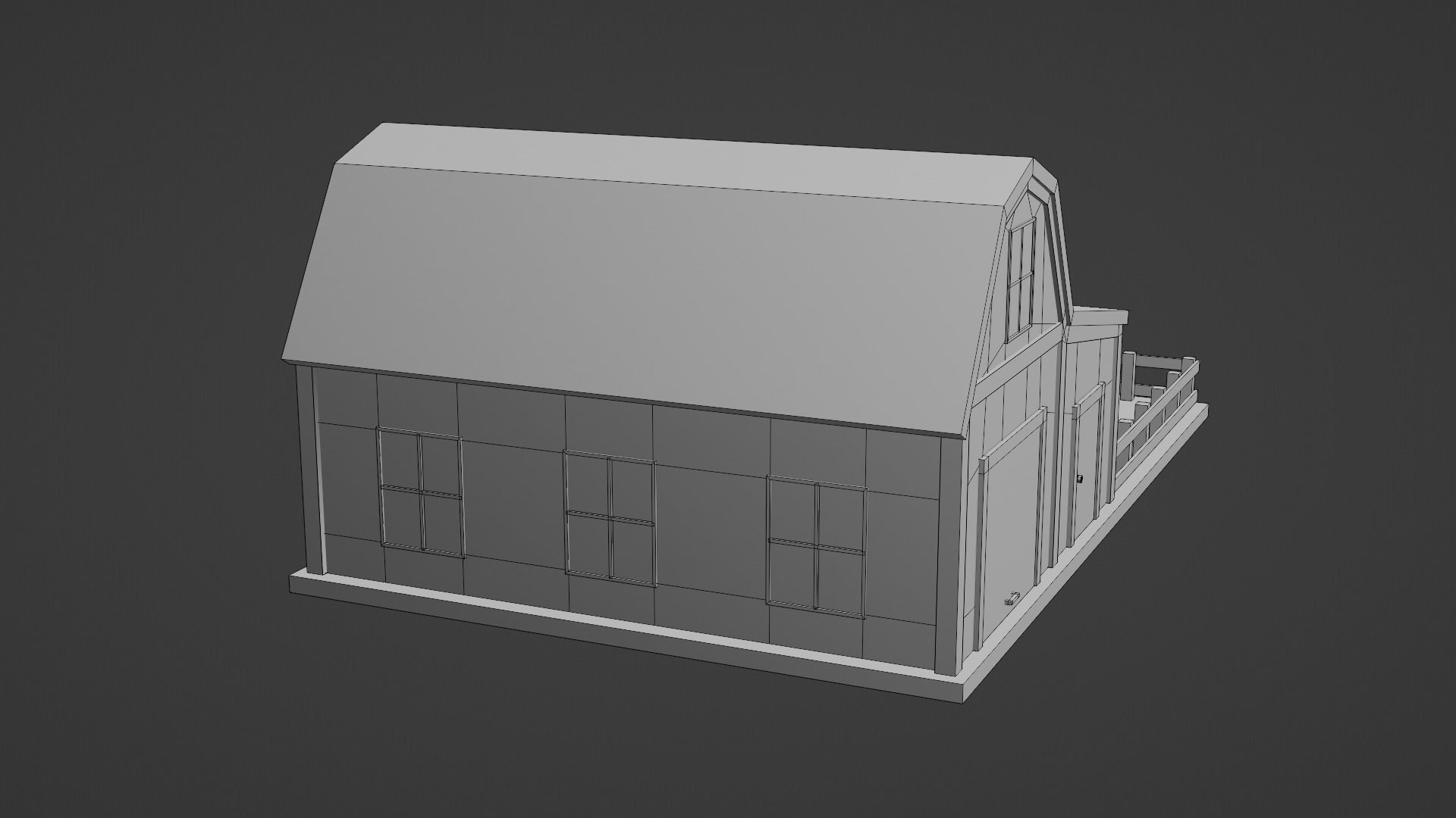 Barn with Pen Low-poly 3D model_12