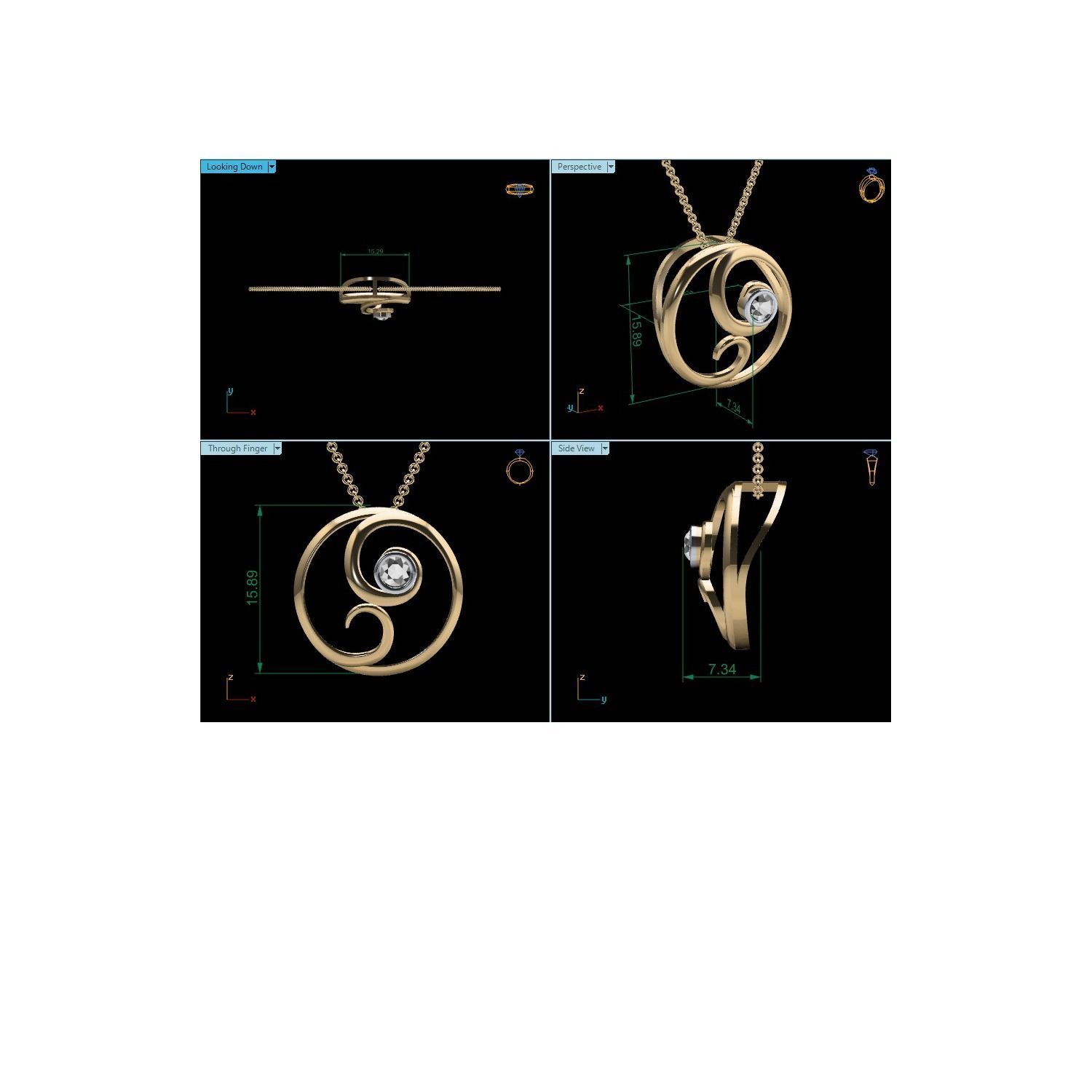 Women pendant 3D print model_6