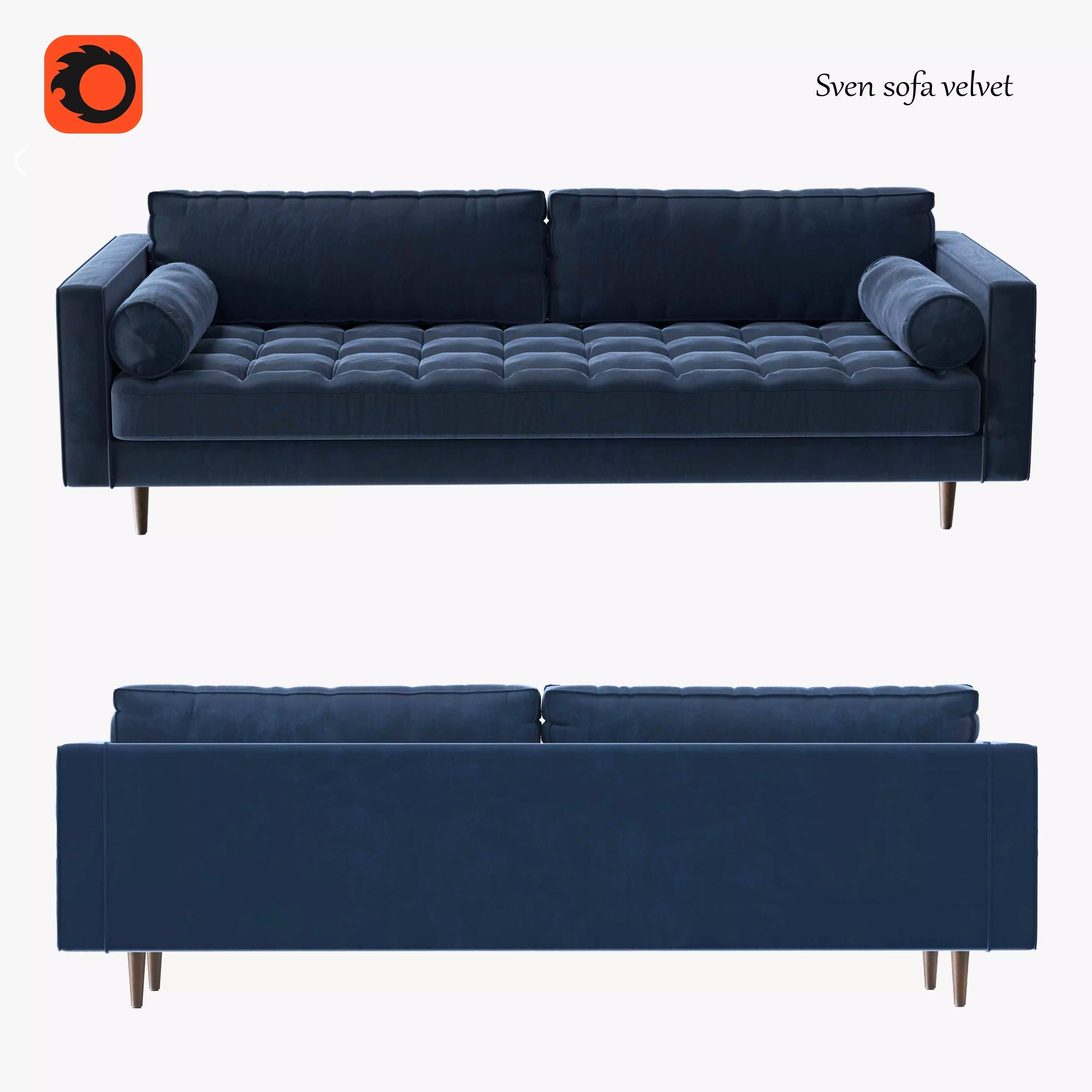 Sven blue sofa velvet 3D model