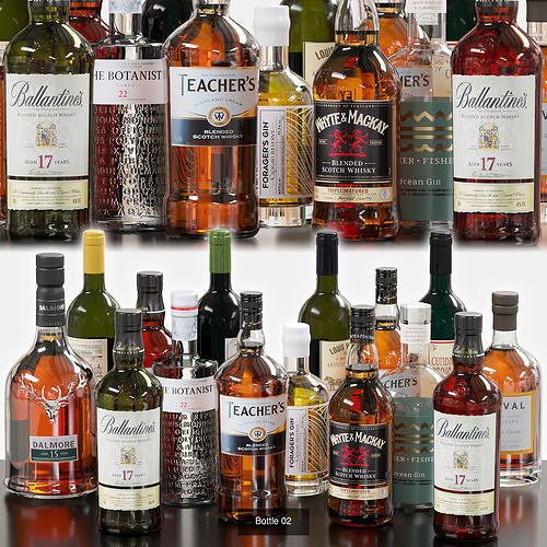 Bottles Collection liquor 3D Model Pack 3
