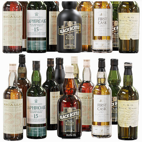 Bottles Collection liquor 3D Model Pack 4