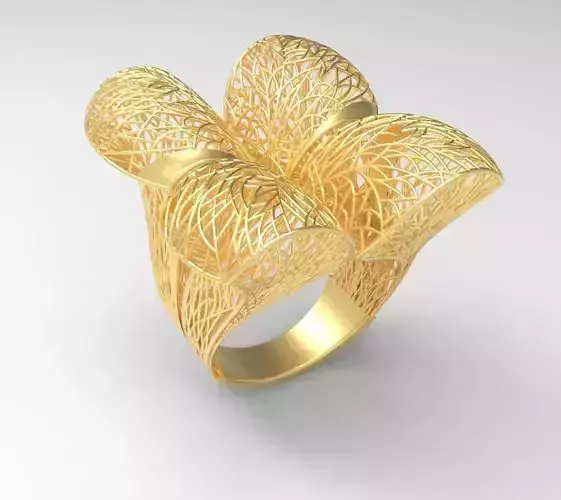 Ultra Vision Floral Pattern Solid Ring - Eu 58