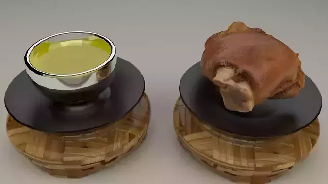 Cginese display stand with pig trotter