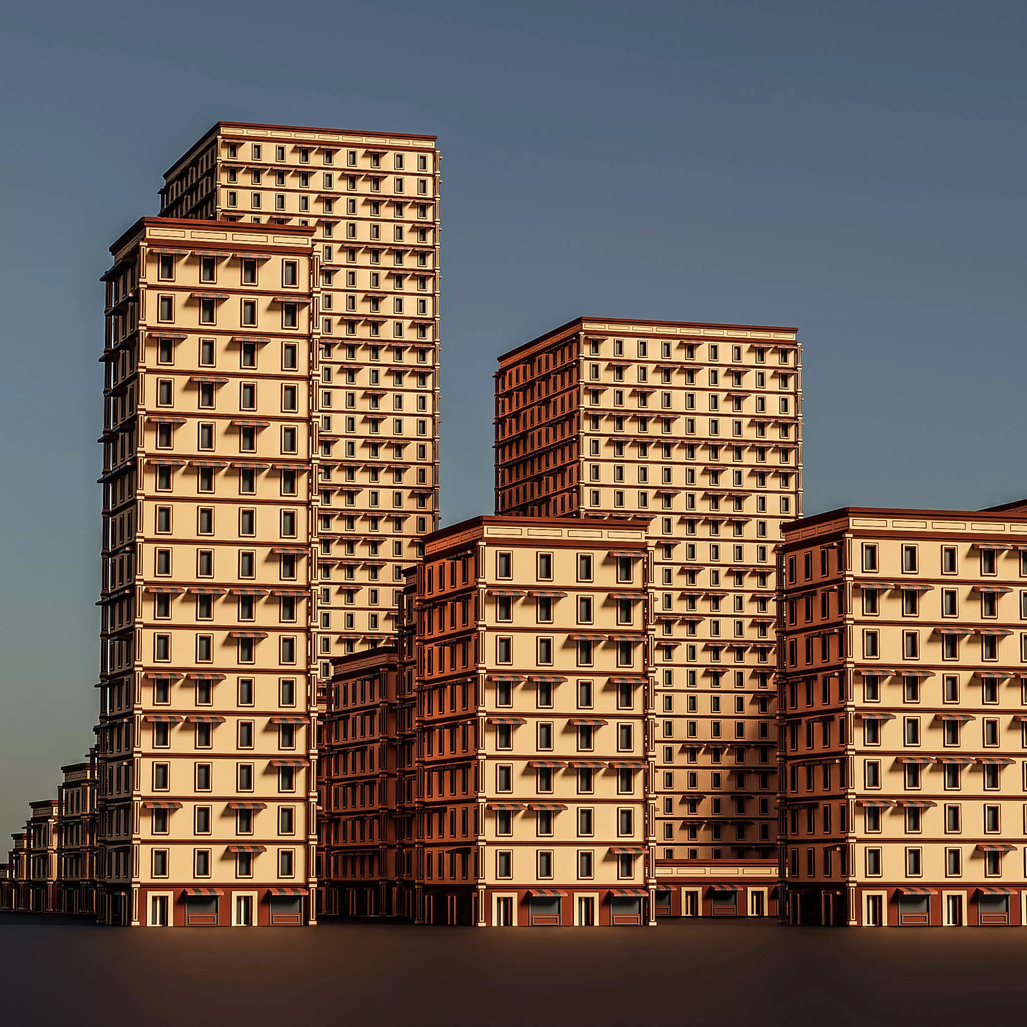 Stylized Apartments Buildings Package Low-poly 3D model