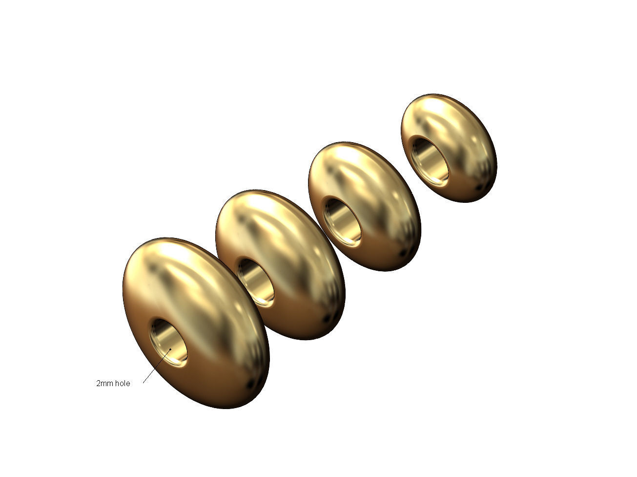Elliptical bead and bracelet charm sizes 5to8mm 3D print model_3