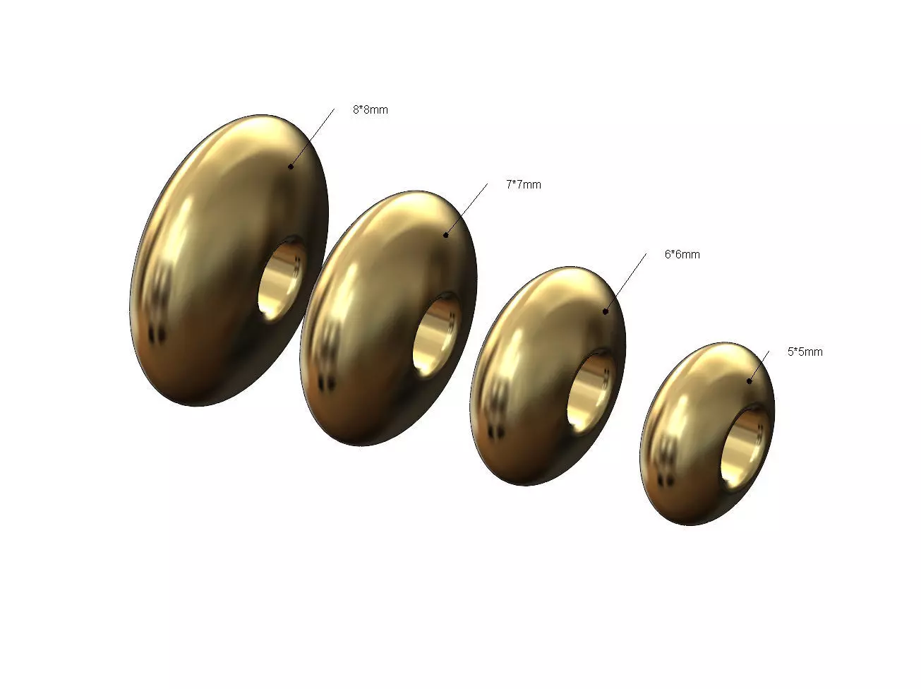 Elliptical bead and bracelet charm sizes 5to8mm 3D print model_0