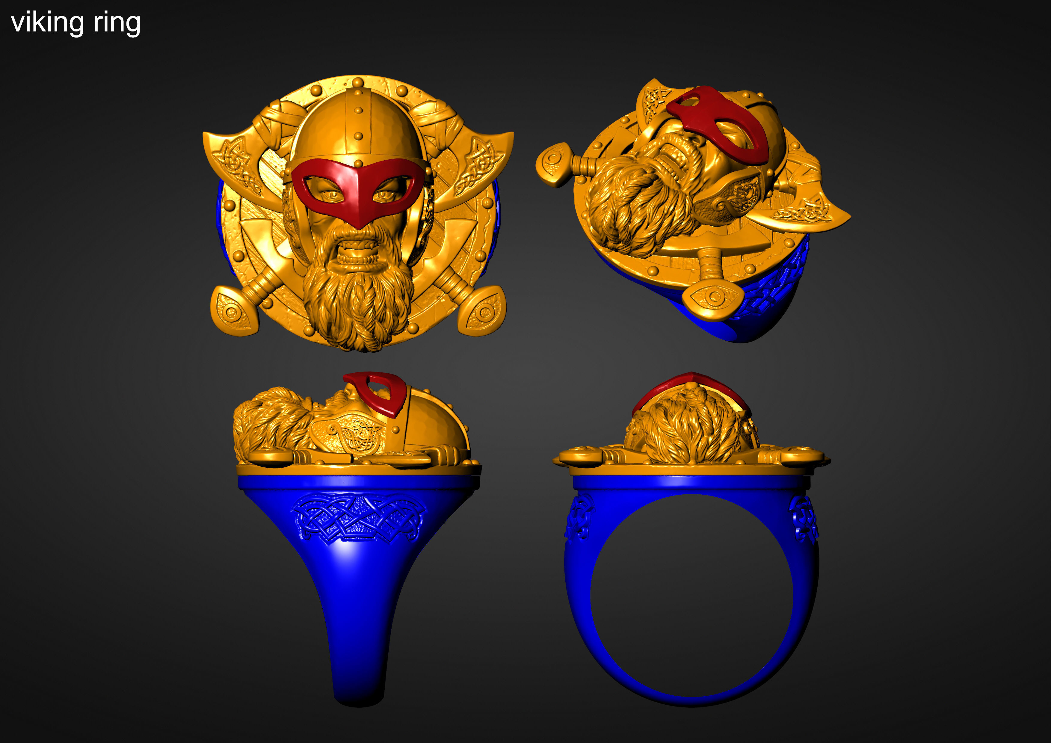 The viking Warrior Ring 3D print model_33