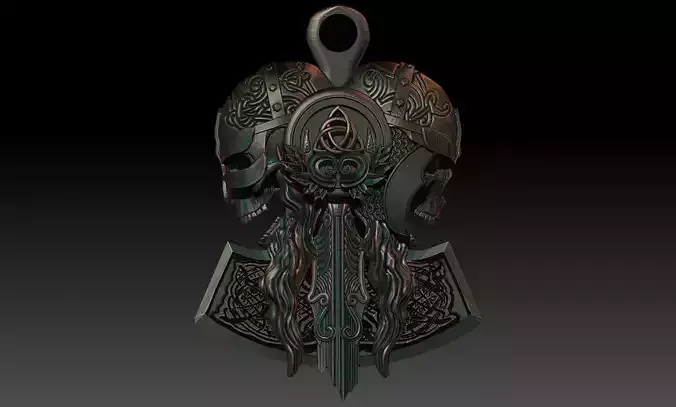 Mjolnir skull pendant 3D print model