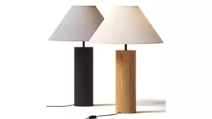 West Elm Wood Column Table Lamp