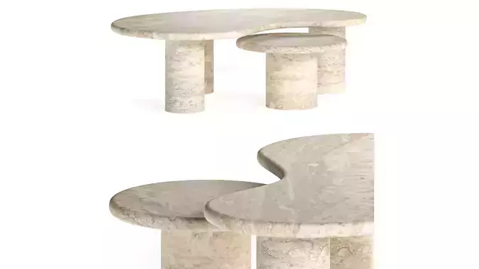 Anna Karlin Travertine Puddle Coffee Tables