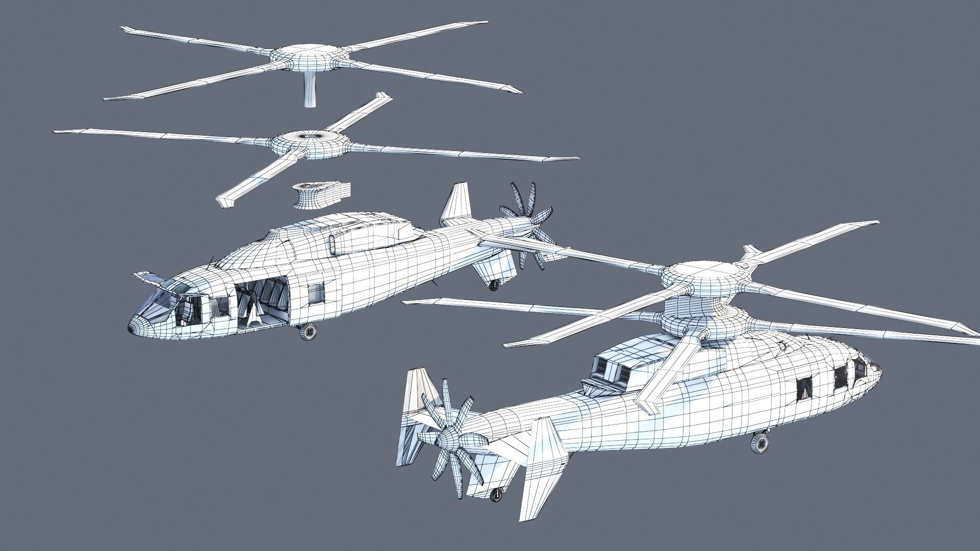 Sikorsky Boeing SB 1 Defiant helicopter 3D model_16