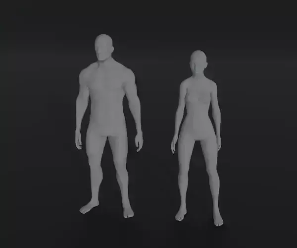 Male Female Body Base Mesh Animated Rigged 10k Poly Collection 