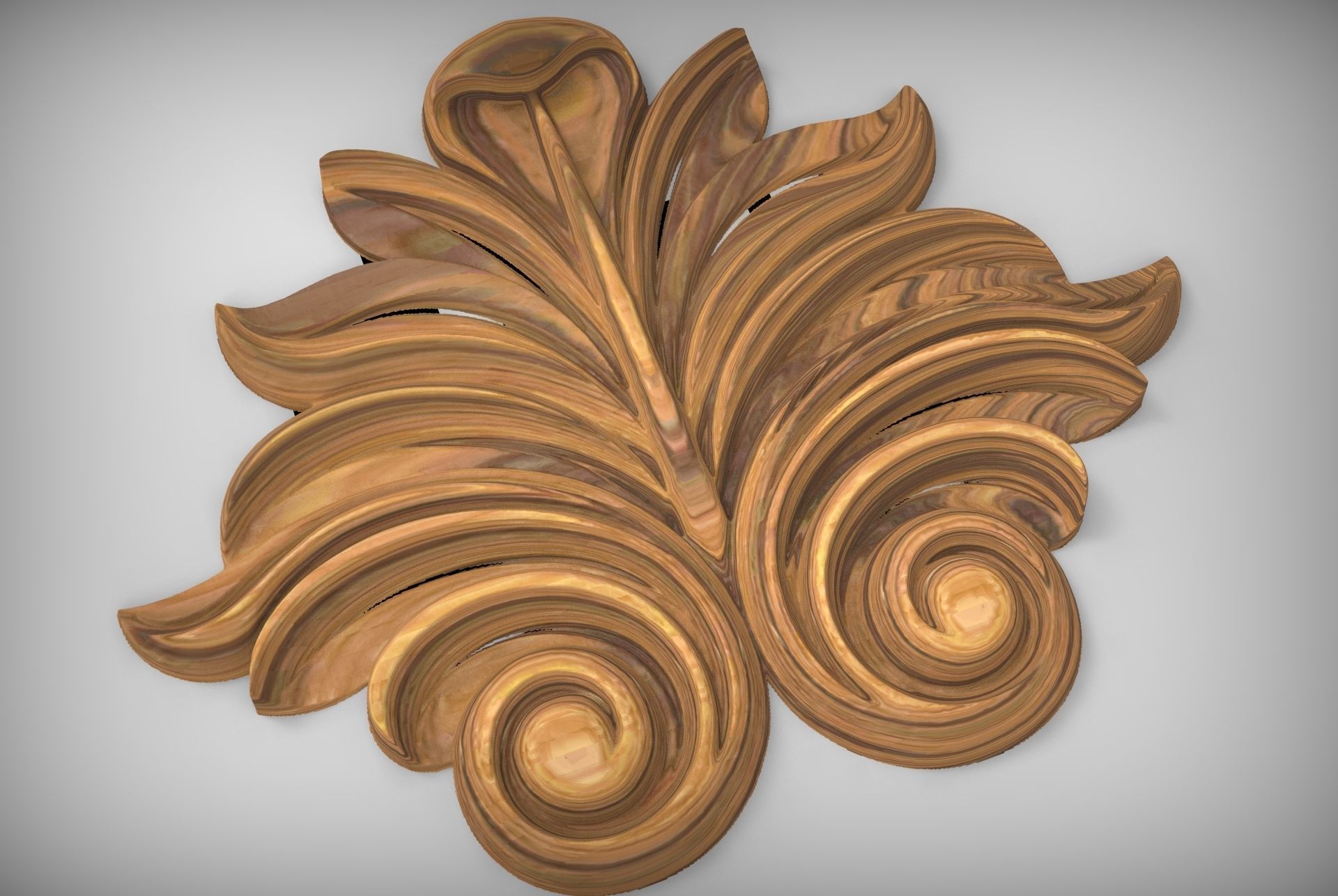 Floral Wood Carving for Furniture - 32 3D model_1
