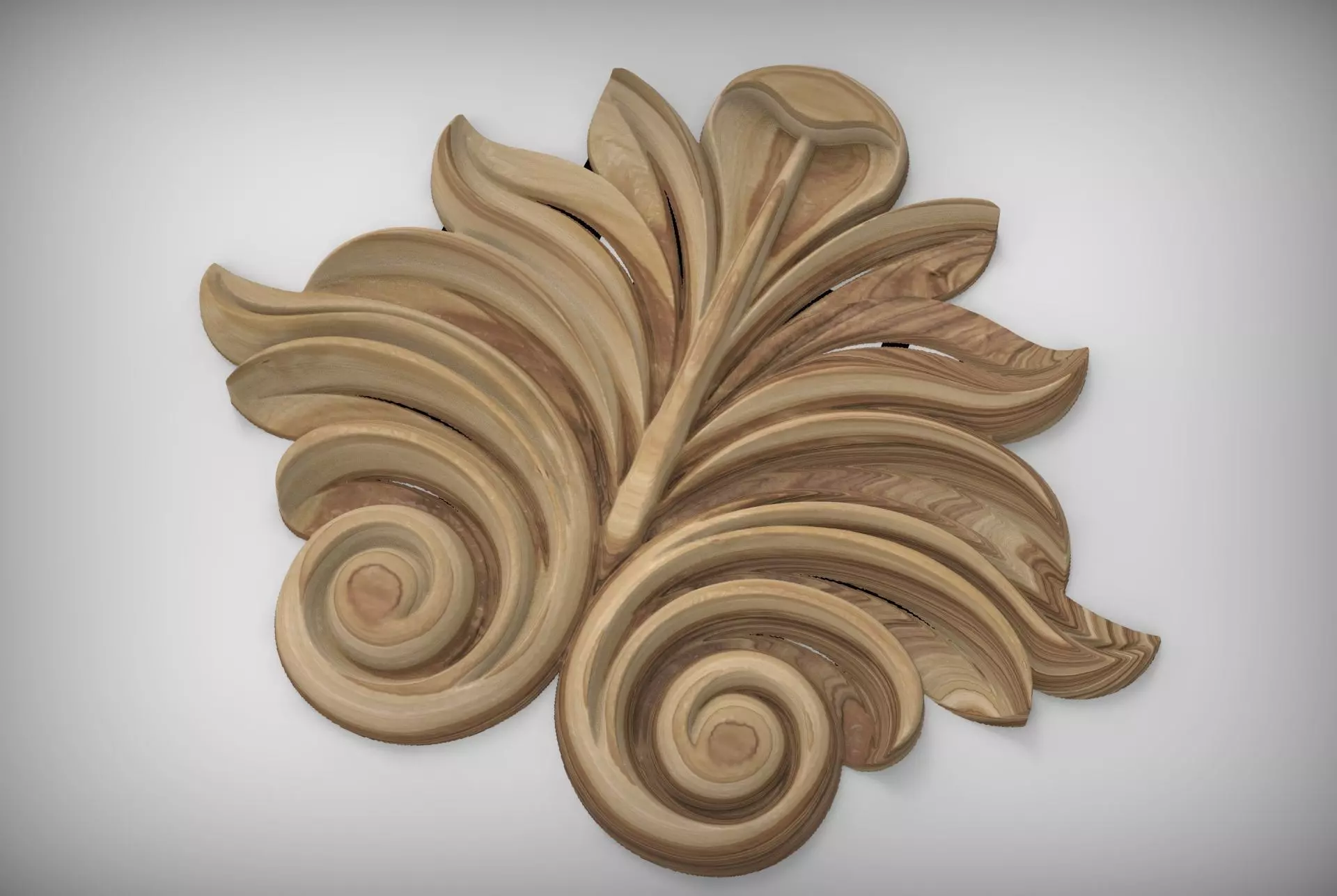 Floral Wood Carving for Furniture - 32 3D model_0