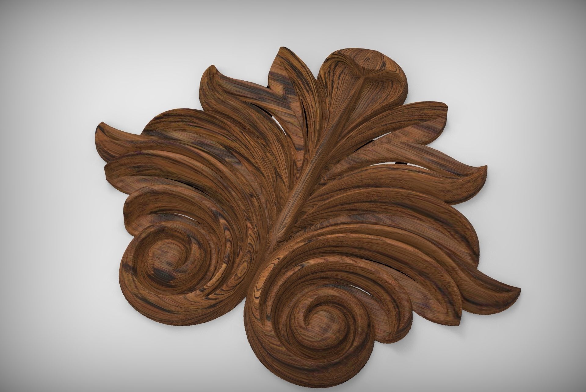 Floral Wood Carving for Furniture - 32 3D model_3