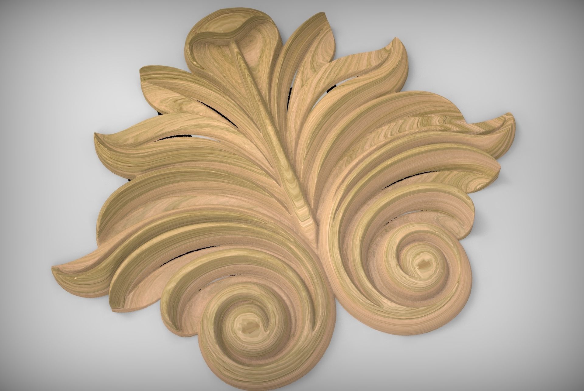 Floral Wood Carving for Furniture - 32 3D model_4