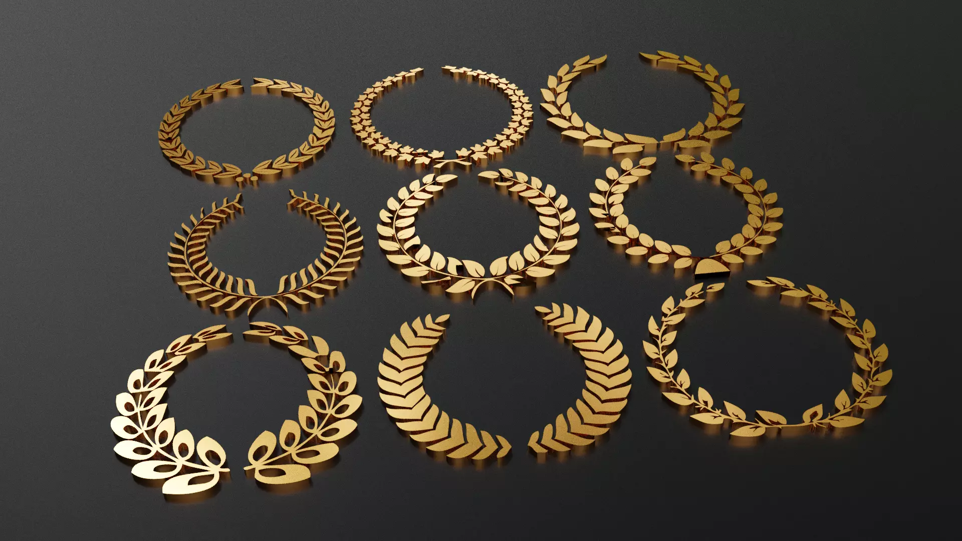 Wreath Pack of 9 - High Quality - Detailed  3d model 3D model_0