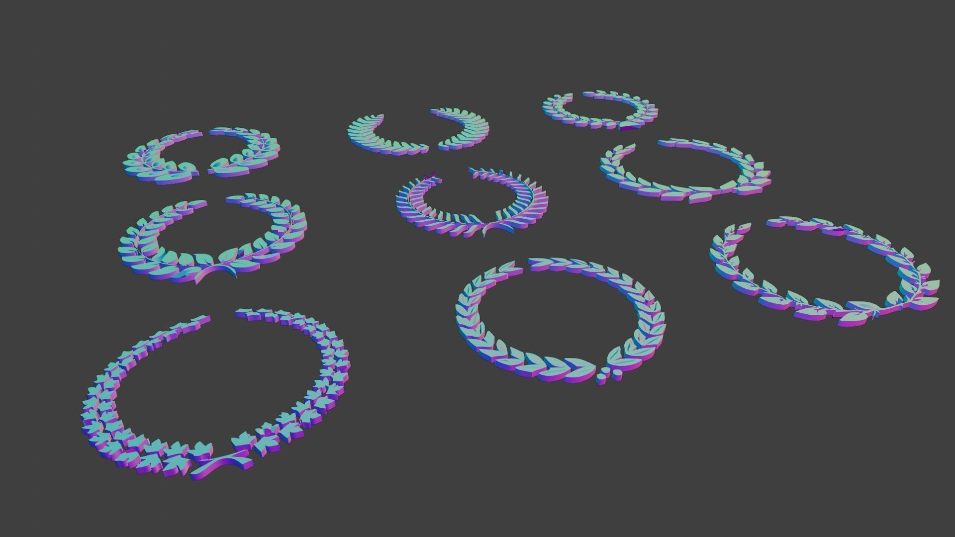 Wreath Pack of 9 - High Quality - Detailed  3d model 3D model_19