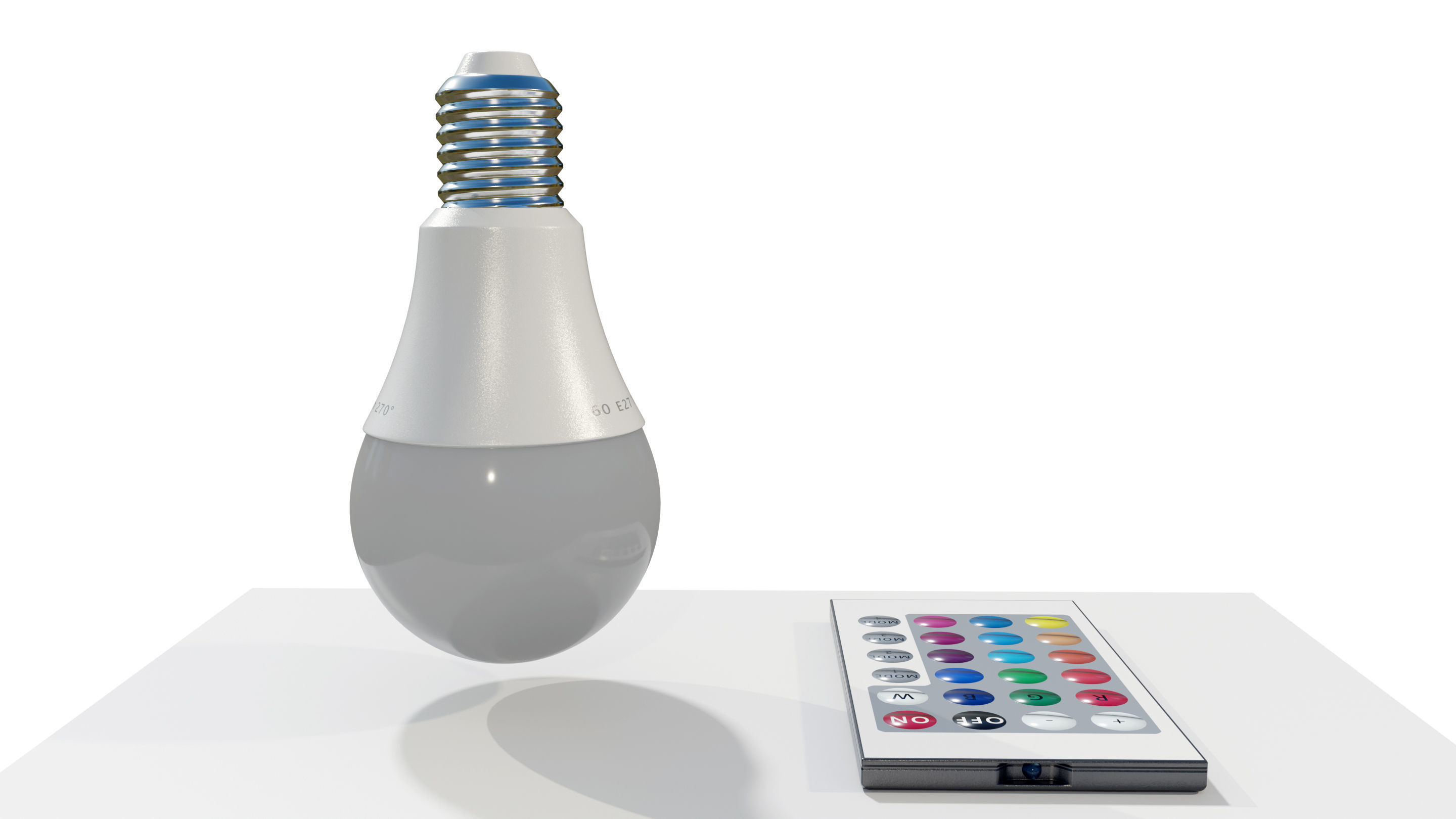 RGB Light bulb with Remote control 3D model_8