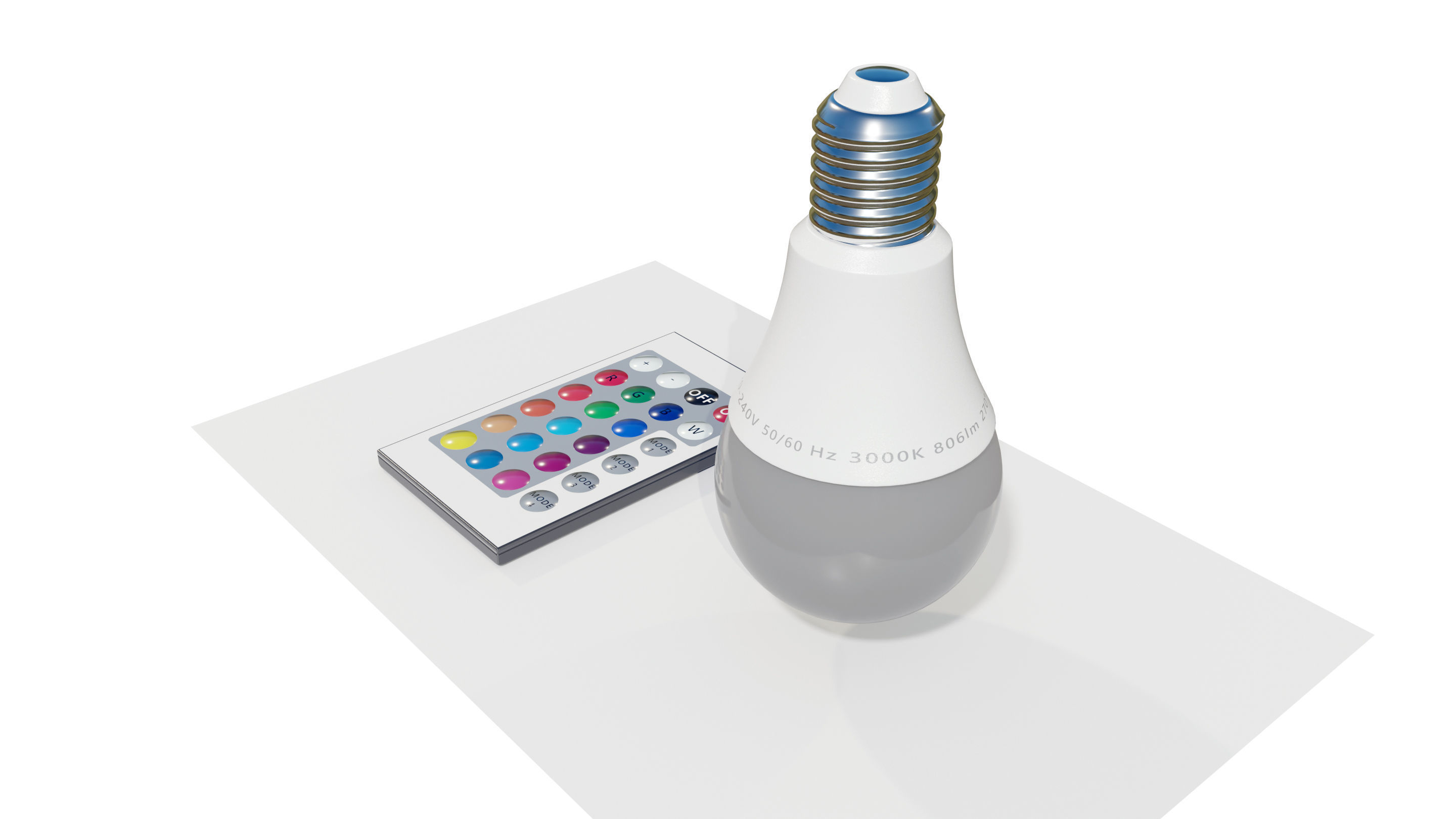 RGB Light bulb with Remote control 3D model_3
