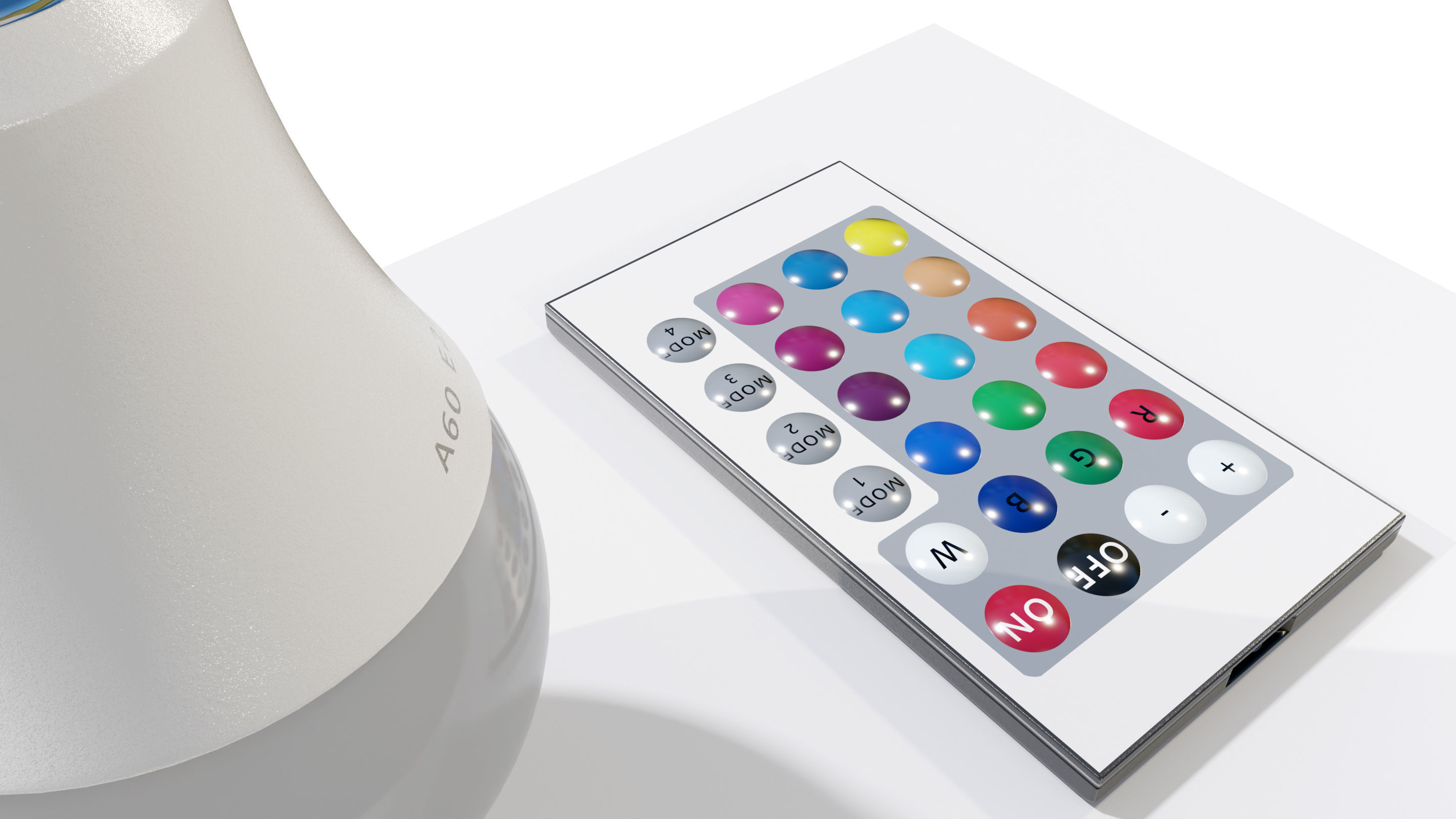 RGB Light bulb with Remote control 3D model_10