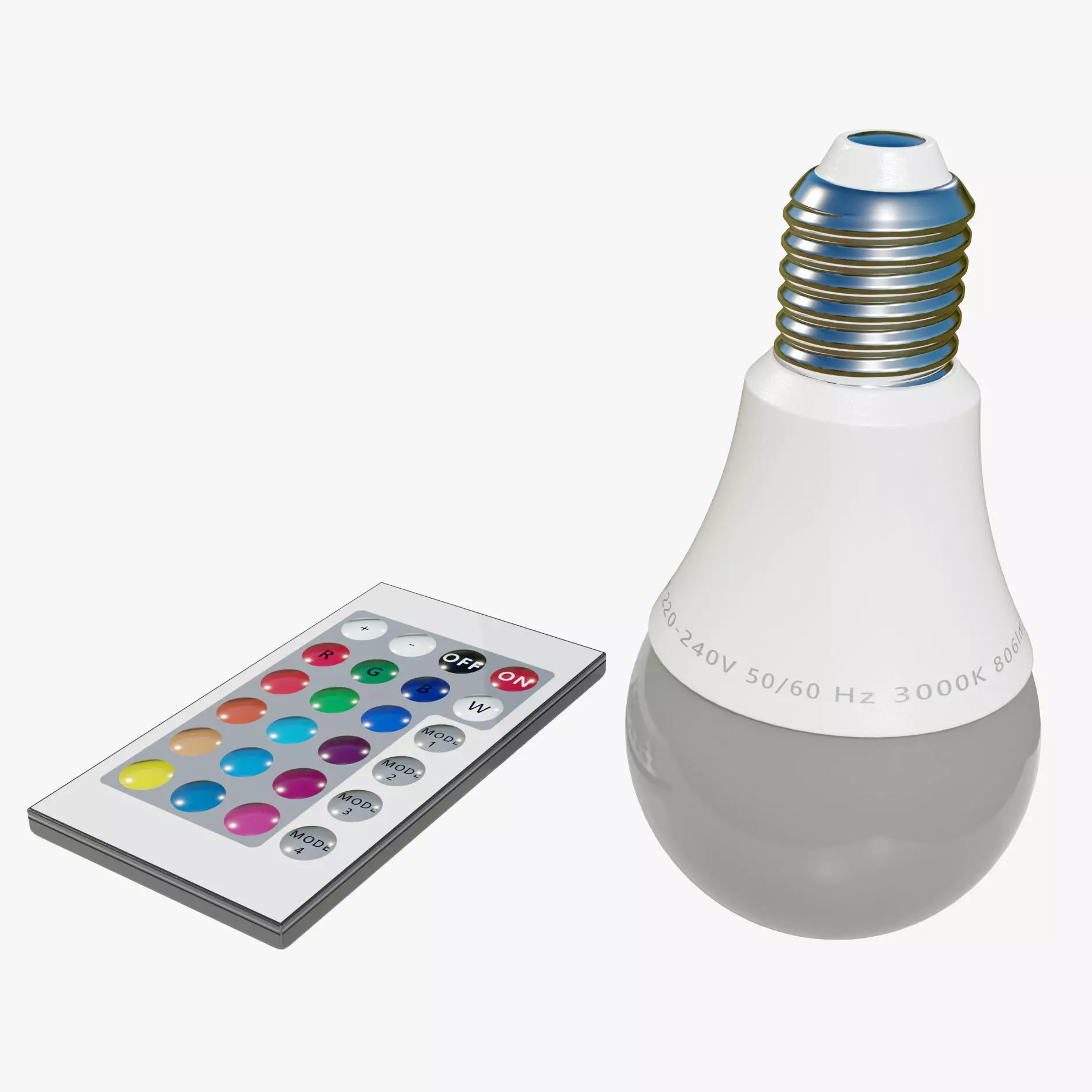 RGB Light bulb with Remote control 3D model_0