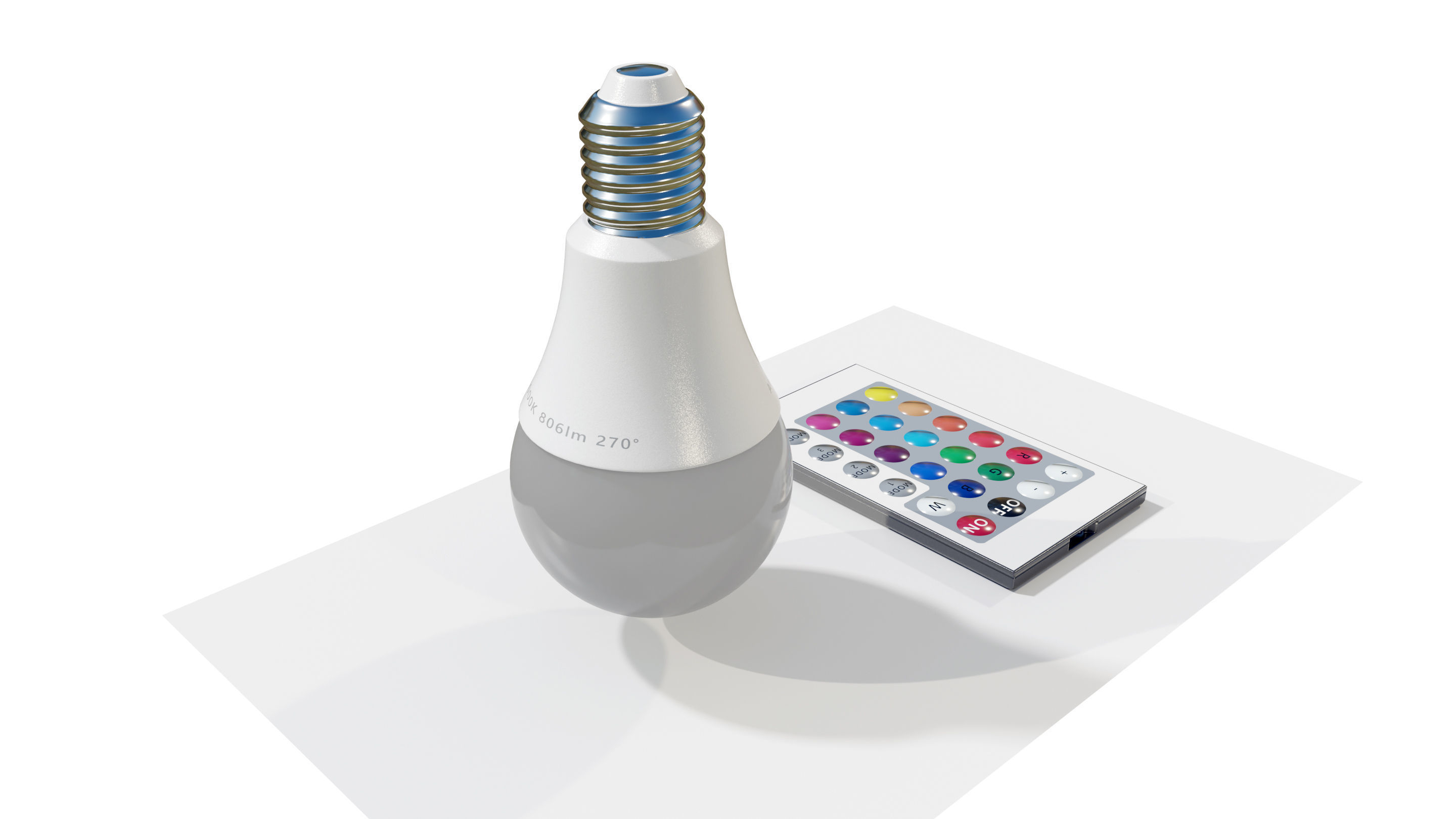 RGB Light bulb with Remote control 3D model_4