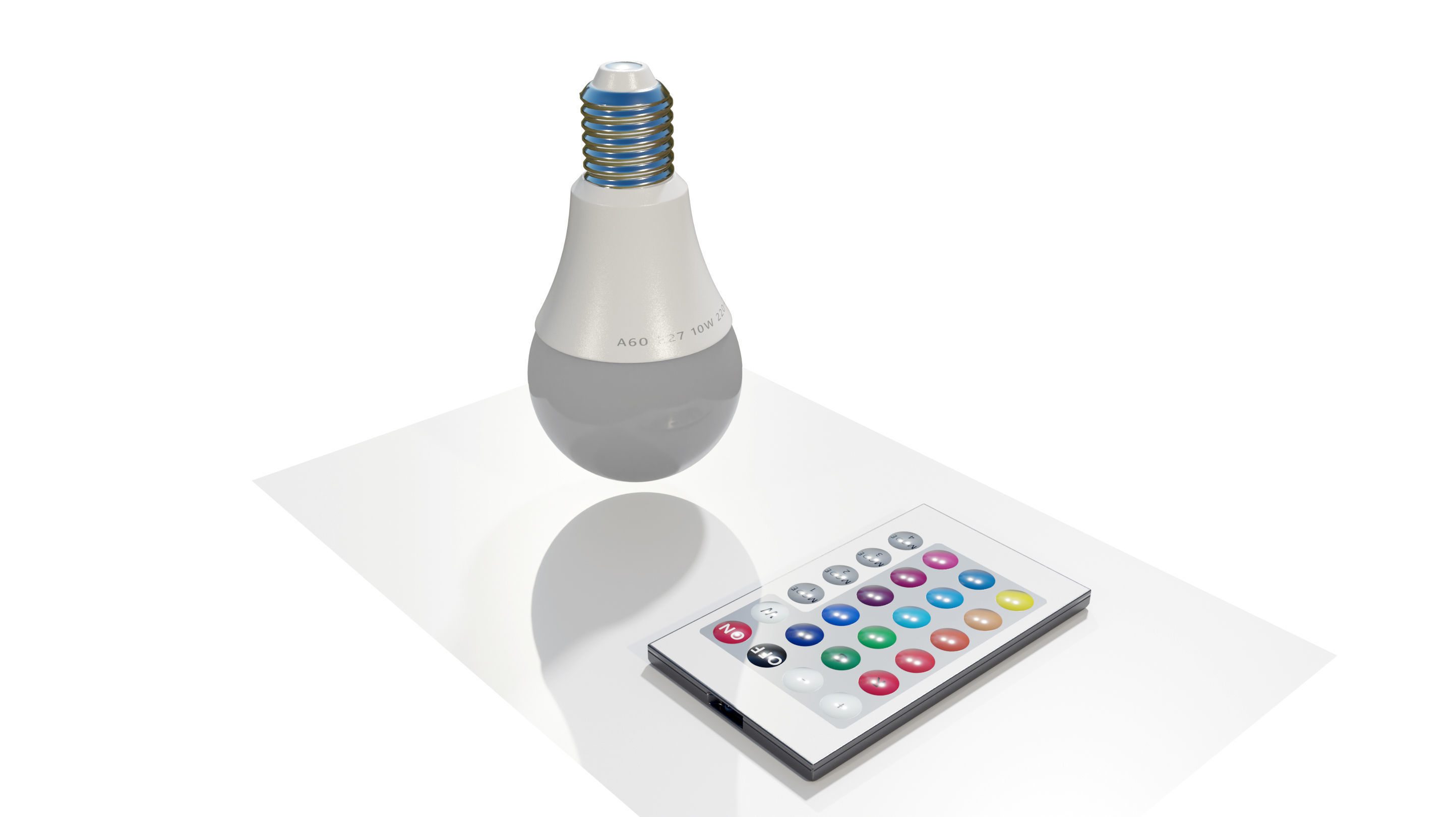 RGB Light bulb with Remote control 3D model_5