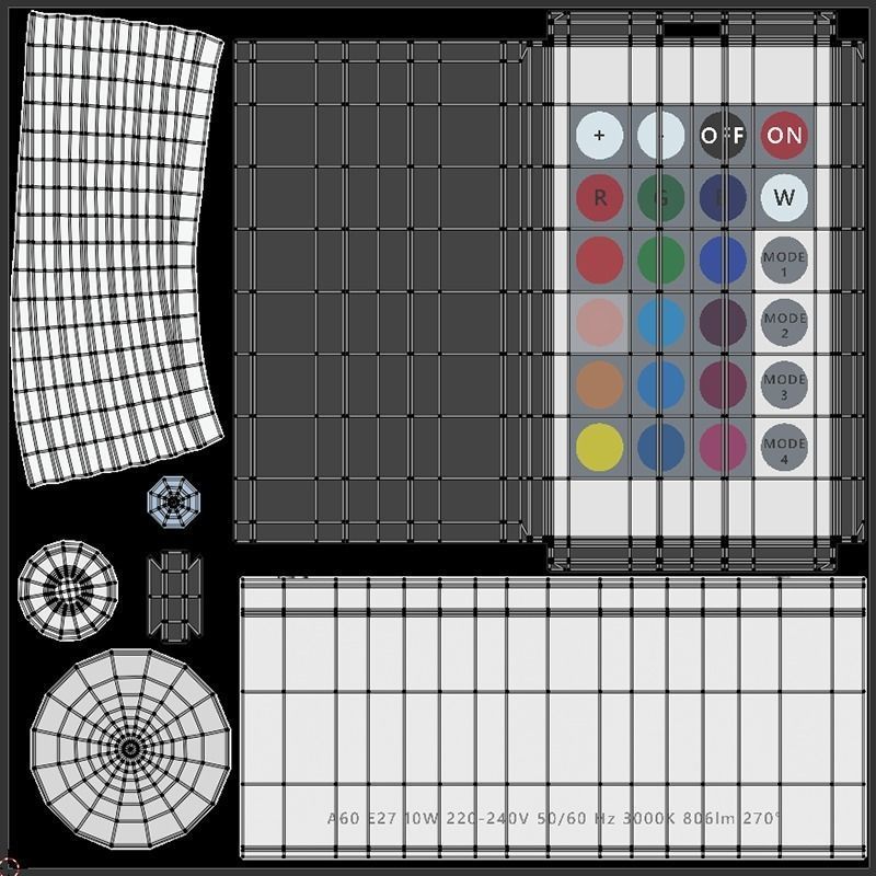 RGB Light bulb with Remote control 3D model_11