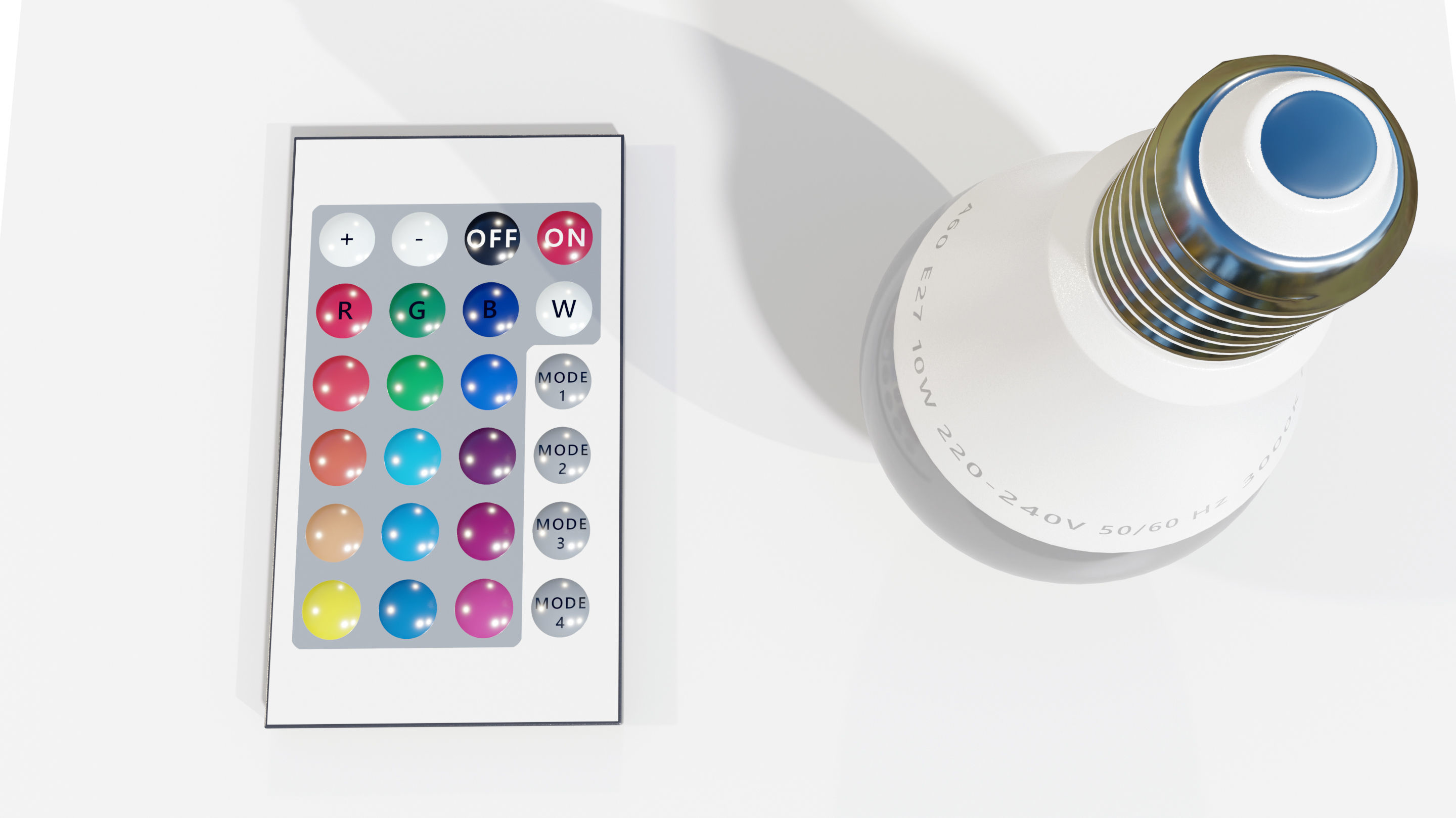 RGB Light bulb with Remote control 3D model_9