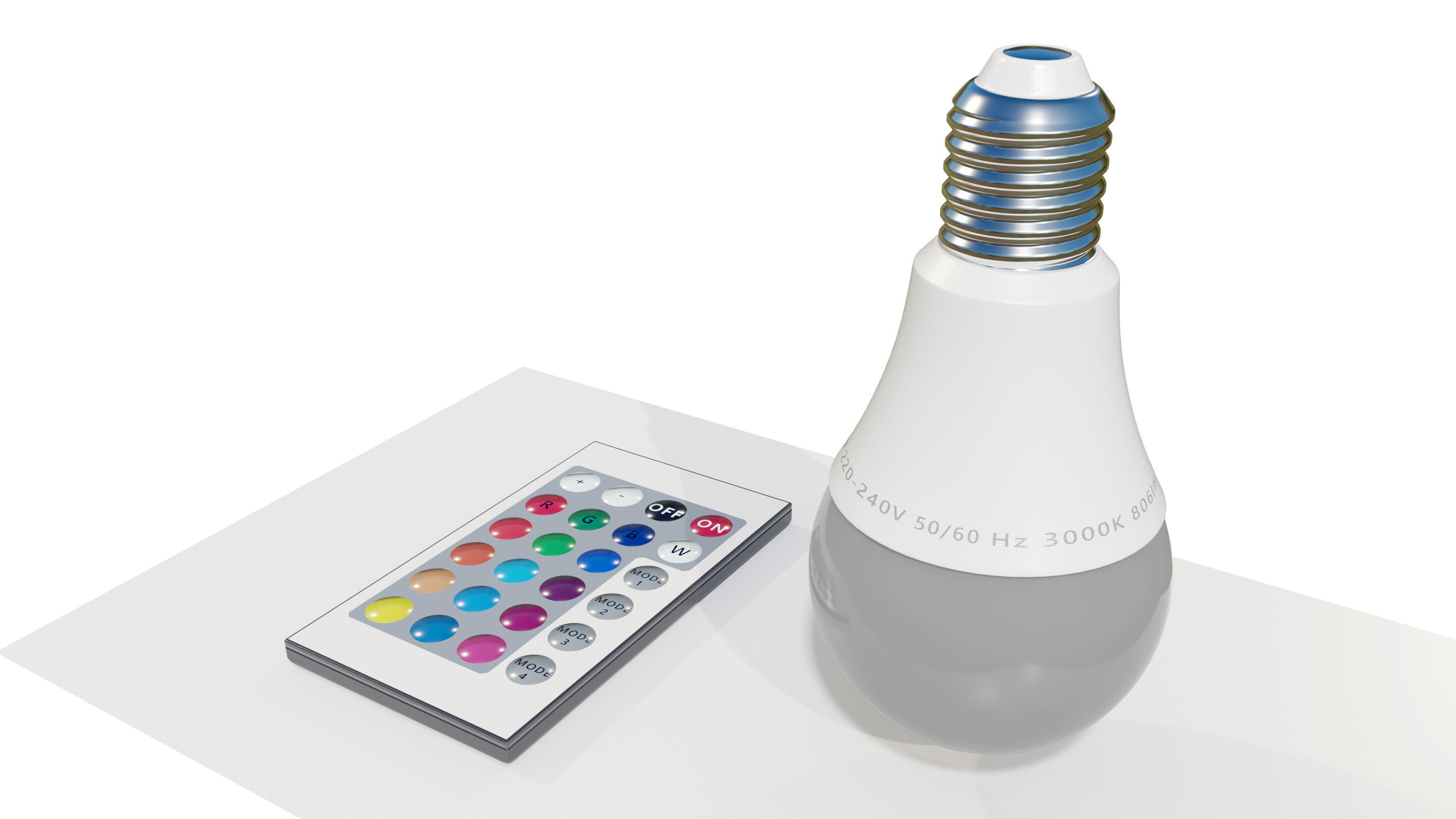 RGB Light bulb with Remote control 3D model_6