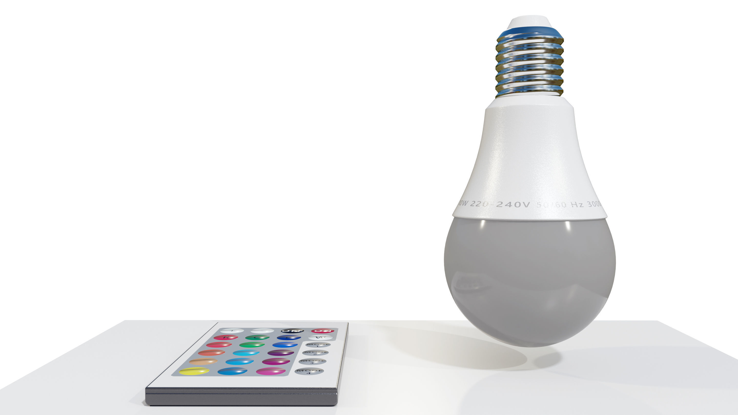 RGB Light bulb with Remote control 3D model_7