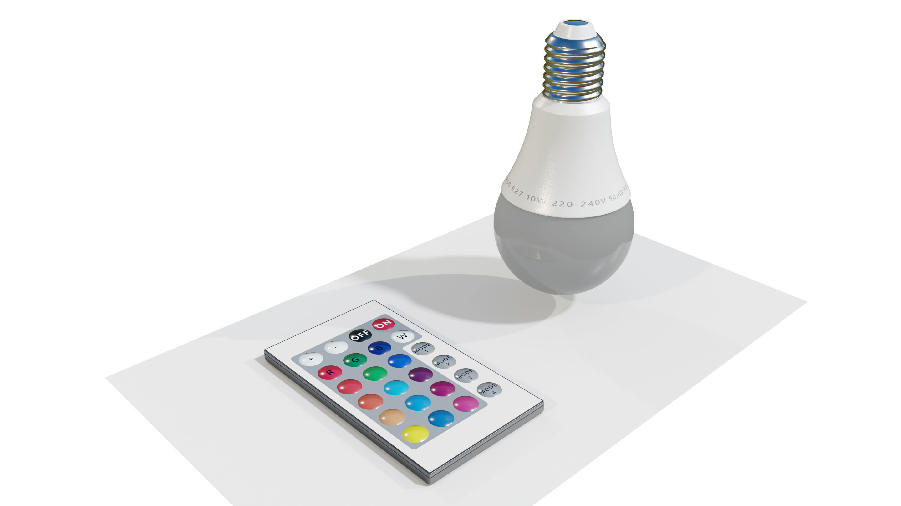 RGB Light bulb with Remote control 3D model_2