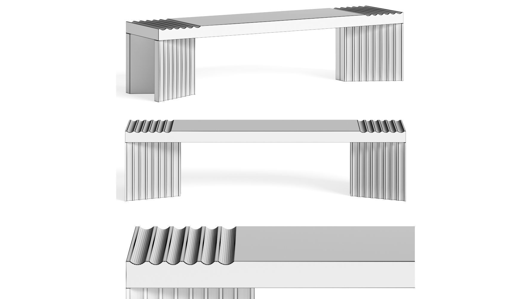 Okha Frequency Wooden Bench 3D model_1