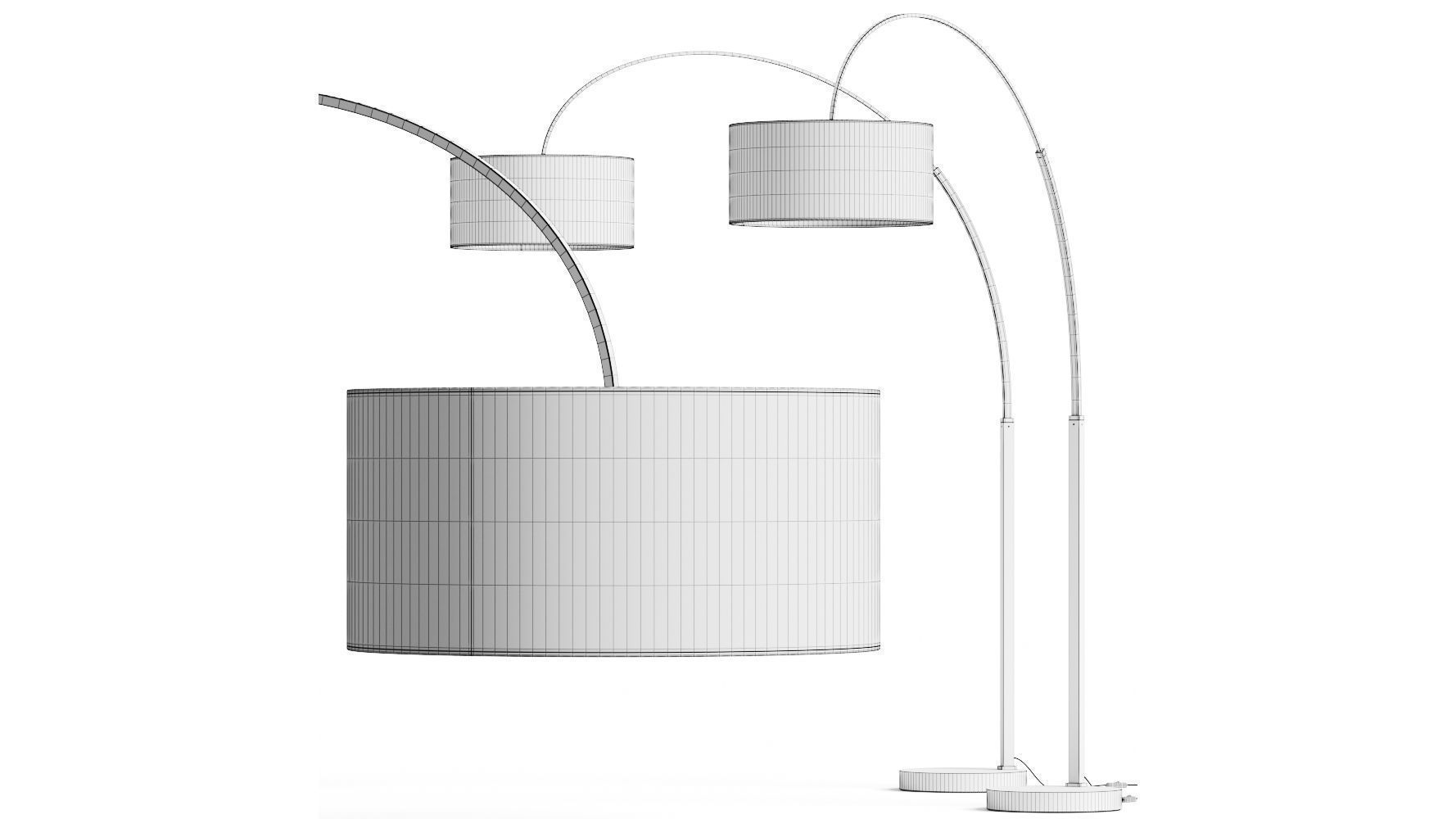 West Elm Overarching Linen Shade Floor Lamp 3D model_2