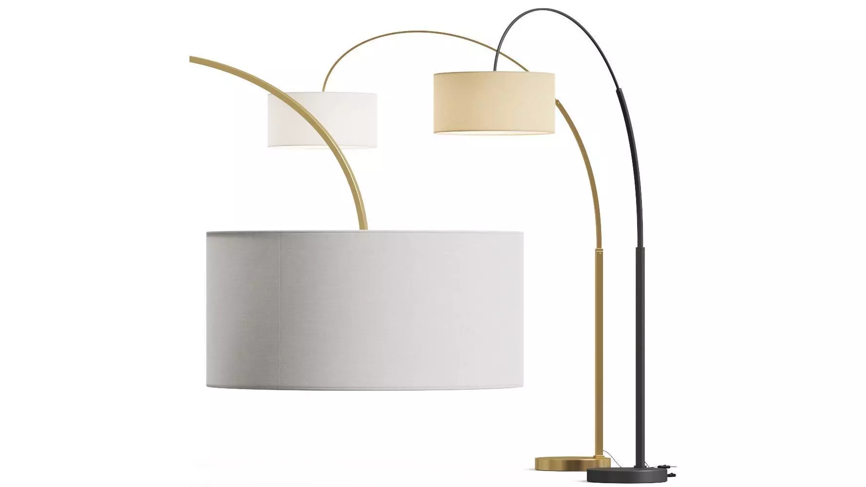 West Elm Overarching Linen Shade Floor Lamp 3D model_0