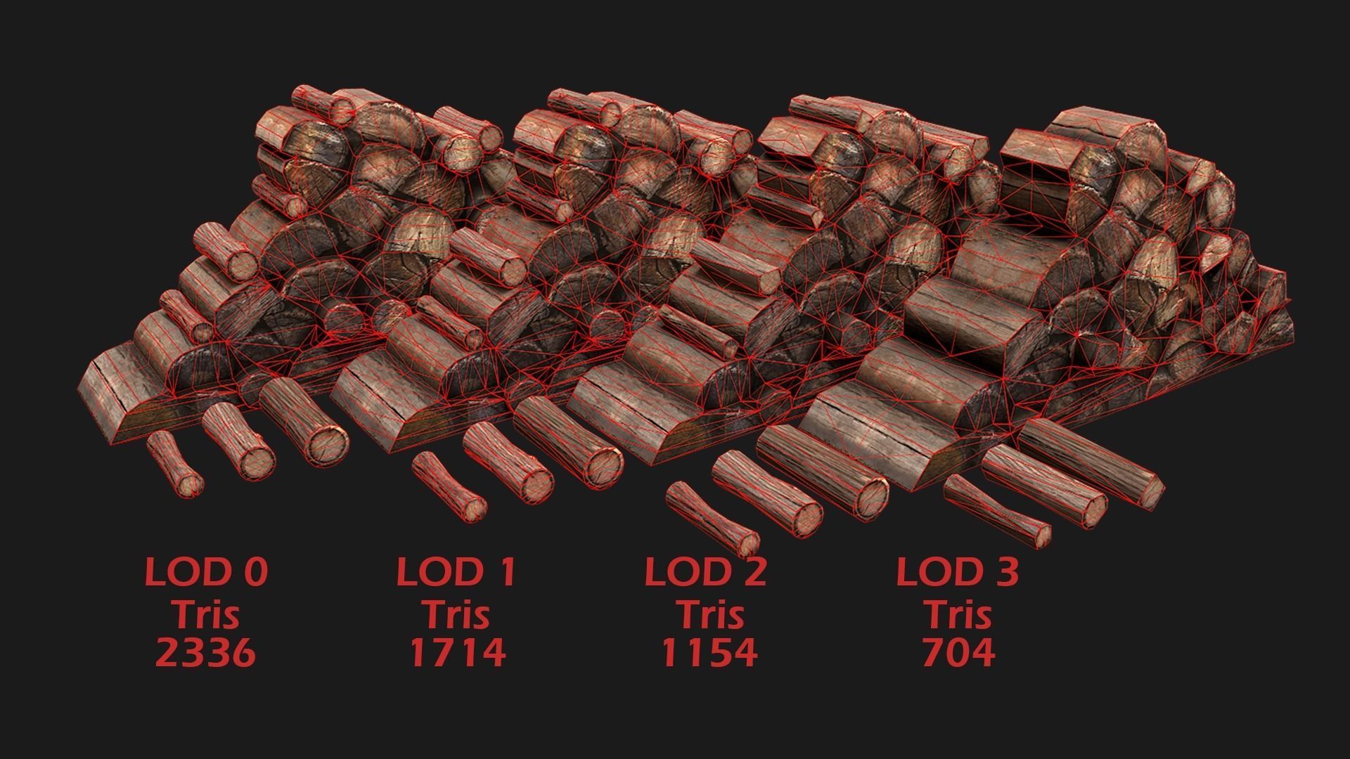 Set of Lumberjack and Firewood Low-poly 3D model_30