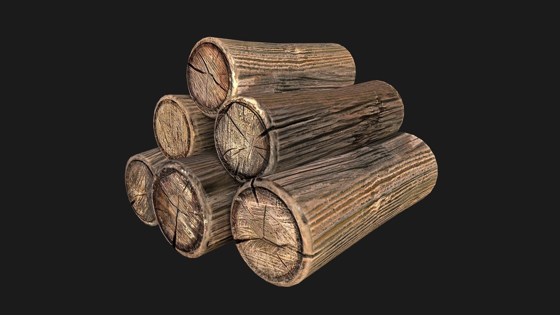 Set of Lumberjack and Firewood Low-poly 3D model_38