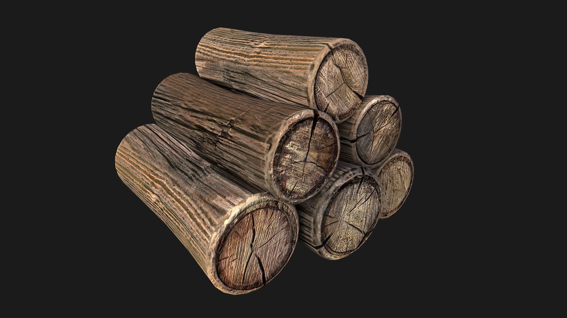Set of Lumberjack and Firewood Low-poly 3D model_39