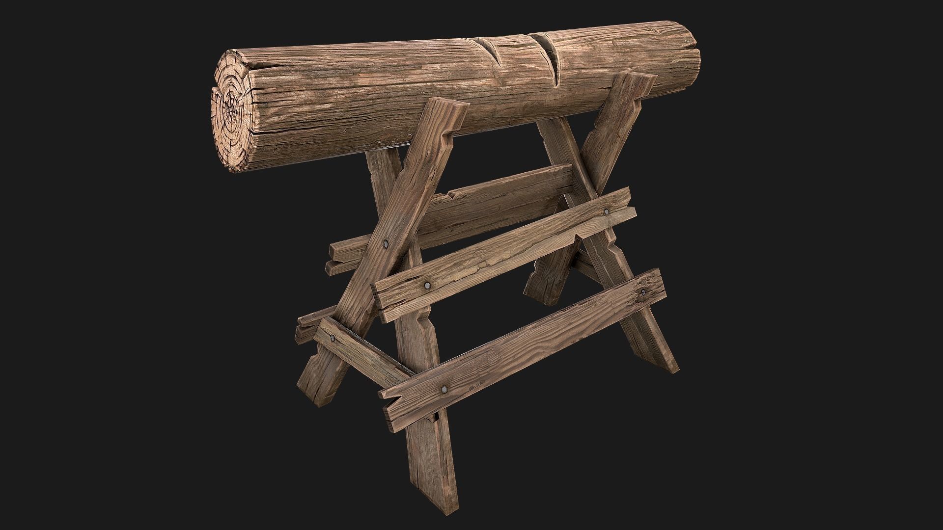 Set of Lumberjack and Firewood Low-poly 3D model_52