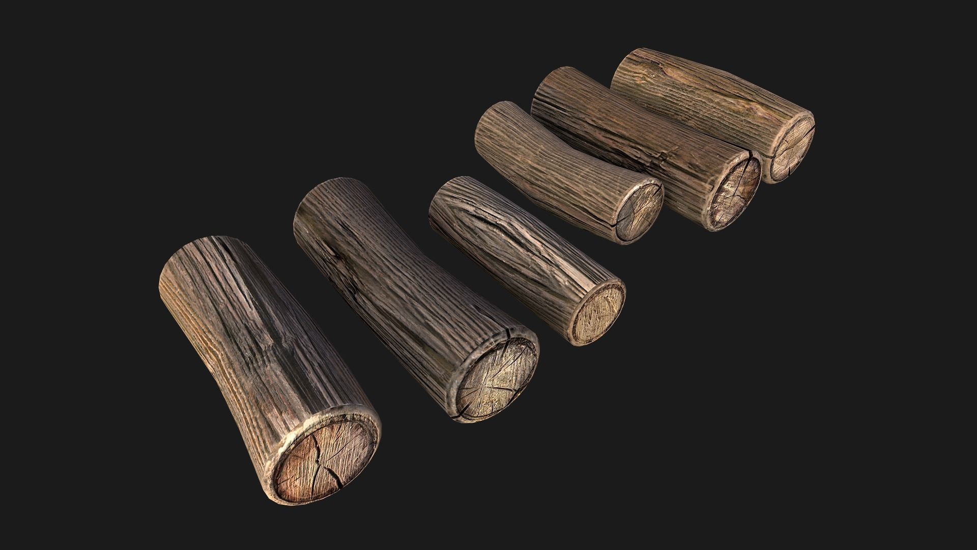 Set of Lumberjack and Firewood Low-poly 3D model_42