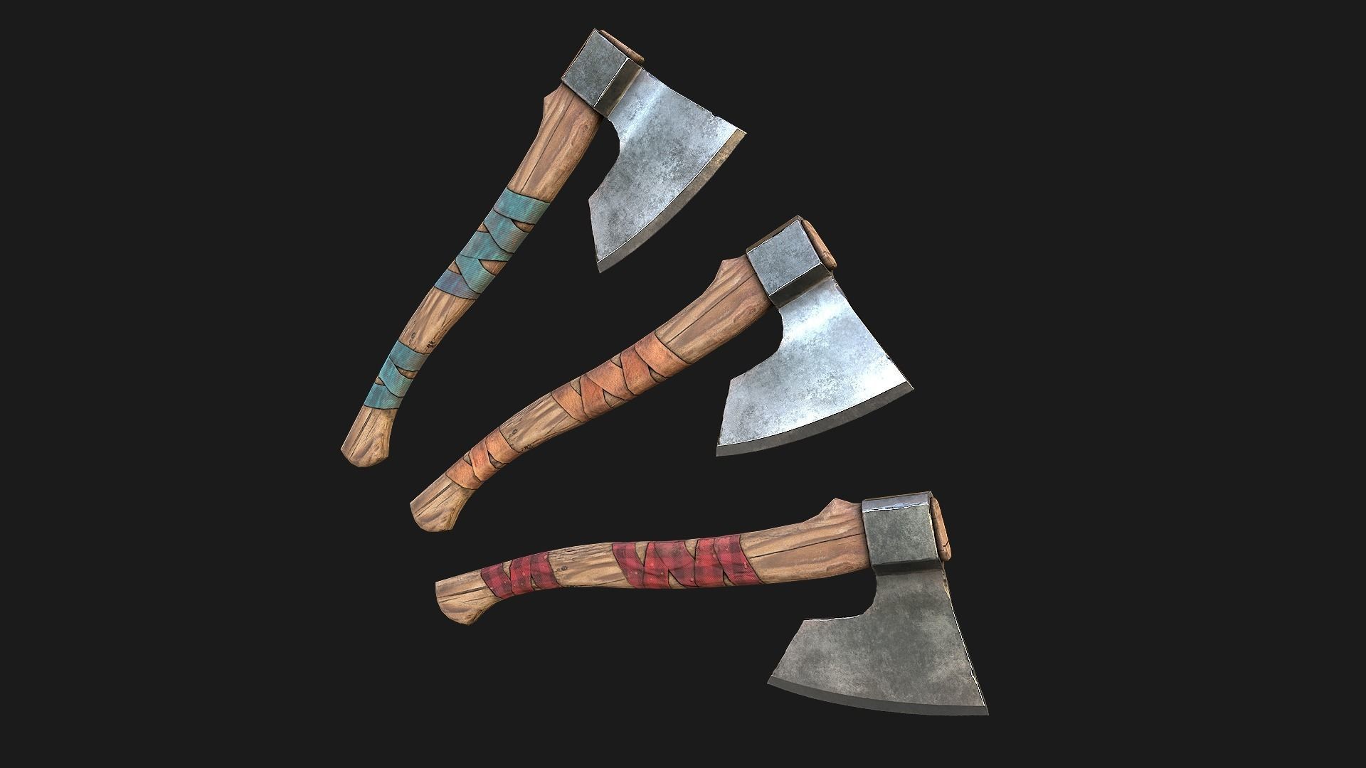 Set of Lumberjack and Firewood Low-poly 3D model_67