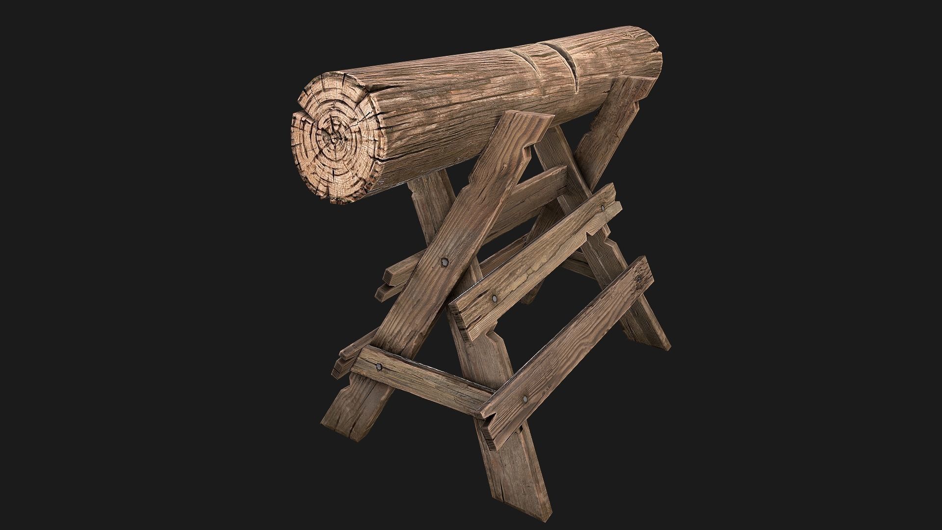 Set of Lumberjack and Firewood Low-poly 3D model_51